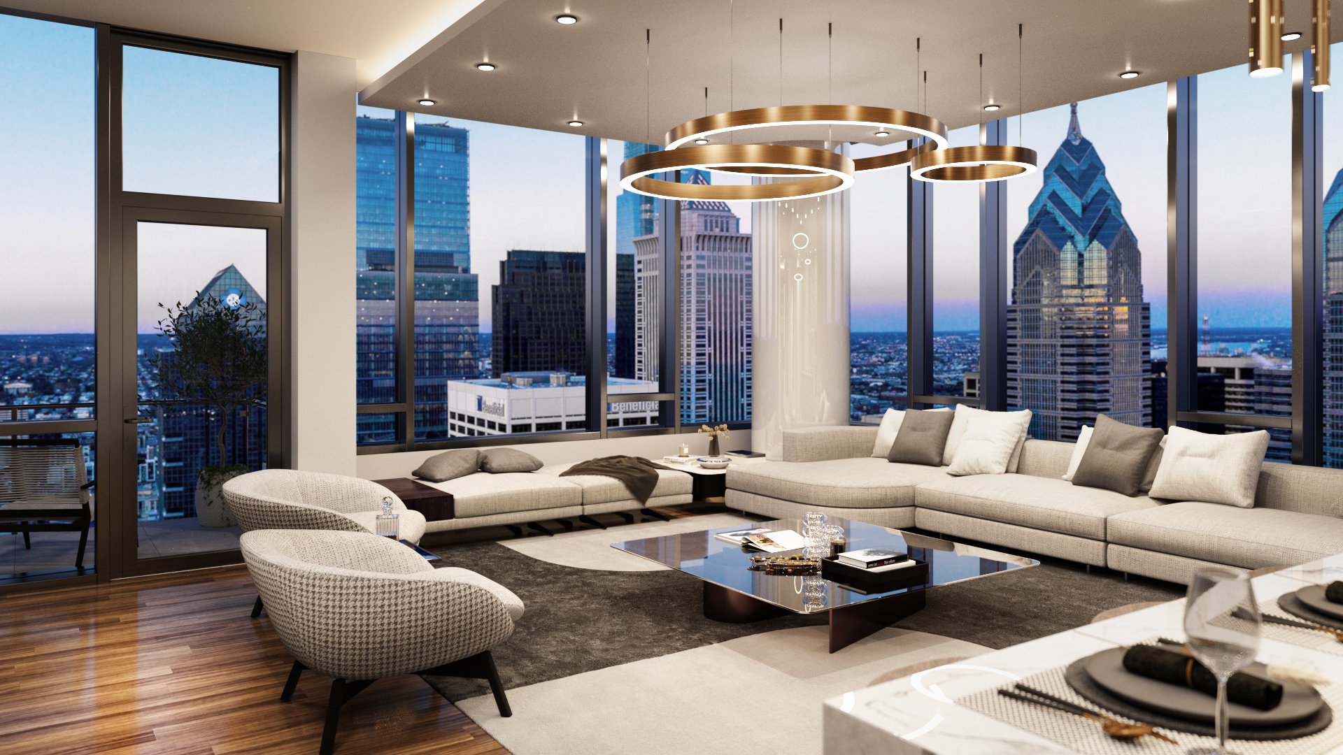 The Laurel Penthouse interior rendering