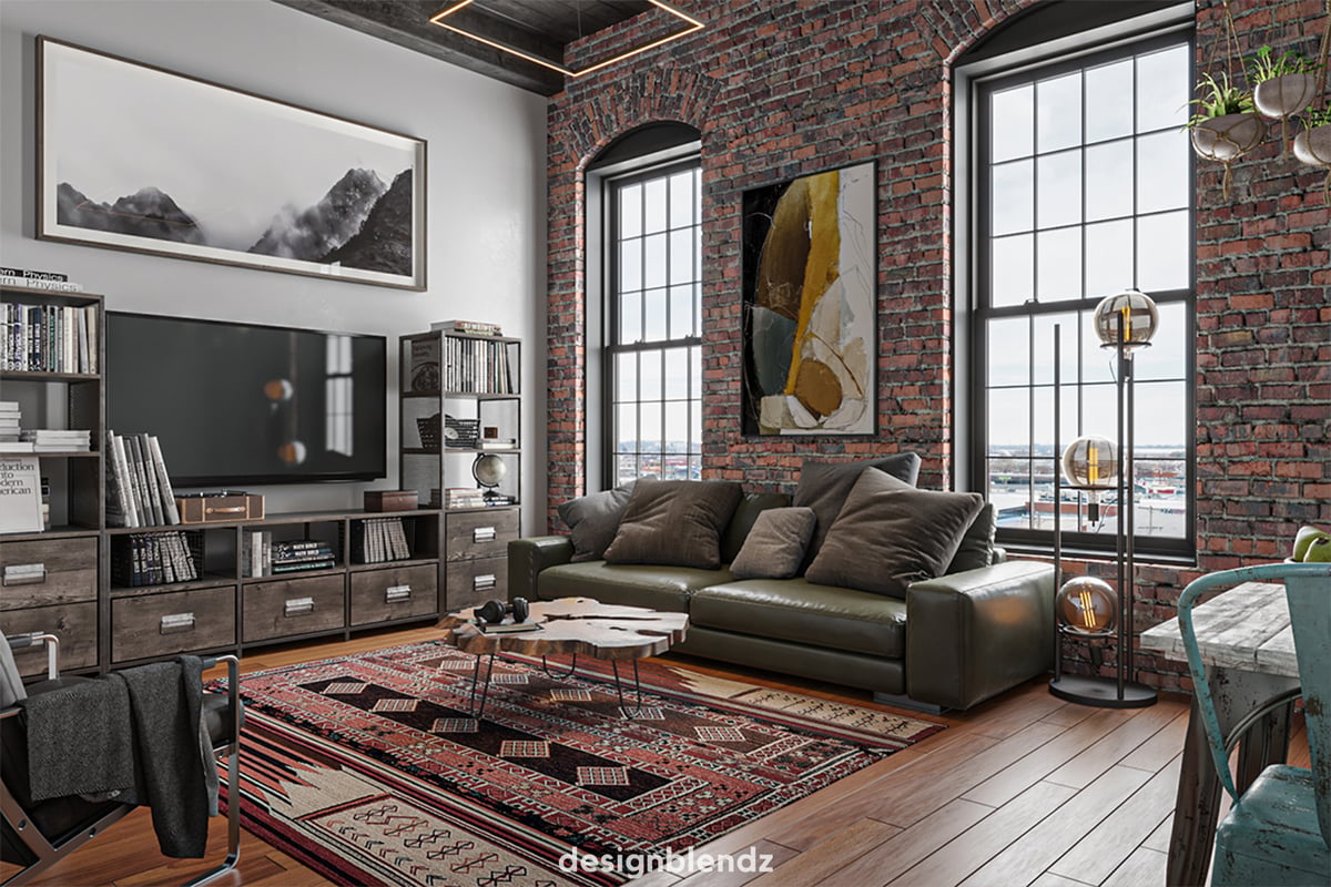 173 West Berks Street living room rendering