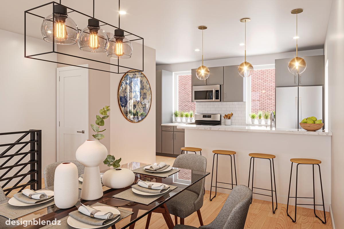 Kitchen rendering for Schoolhouse Commons