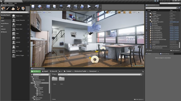 A 3D model of a loft apartment in Unreal Engine