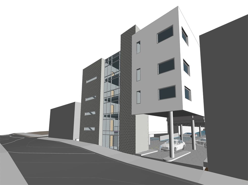 Exterior massing model prepared during a feasibility study