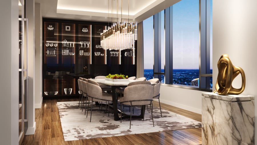 The Laurel Rittenhouse_Interior Still Rendering_City View Dining Room