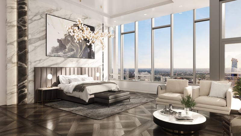 The Laurel Rittenhouse_Interior Still Rendering_Penthouse Bedroom