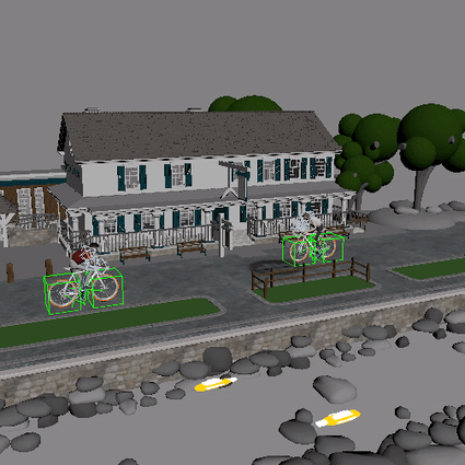 Animating fish swimming and bikers riding along the path
