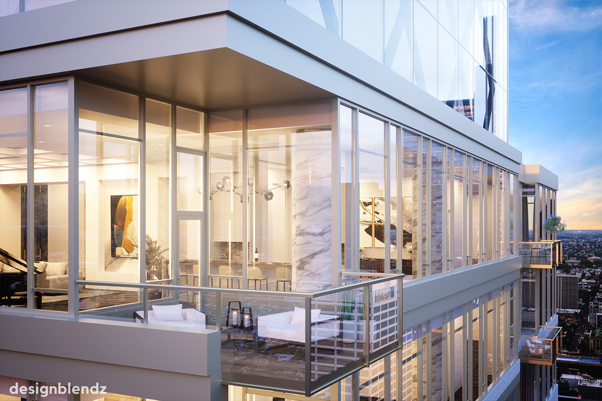 The Laurel Rittenhouse penthouse balcony rendering