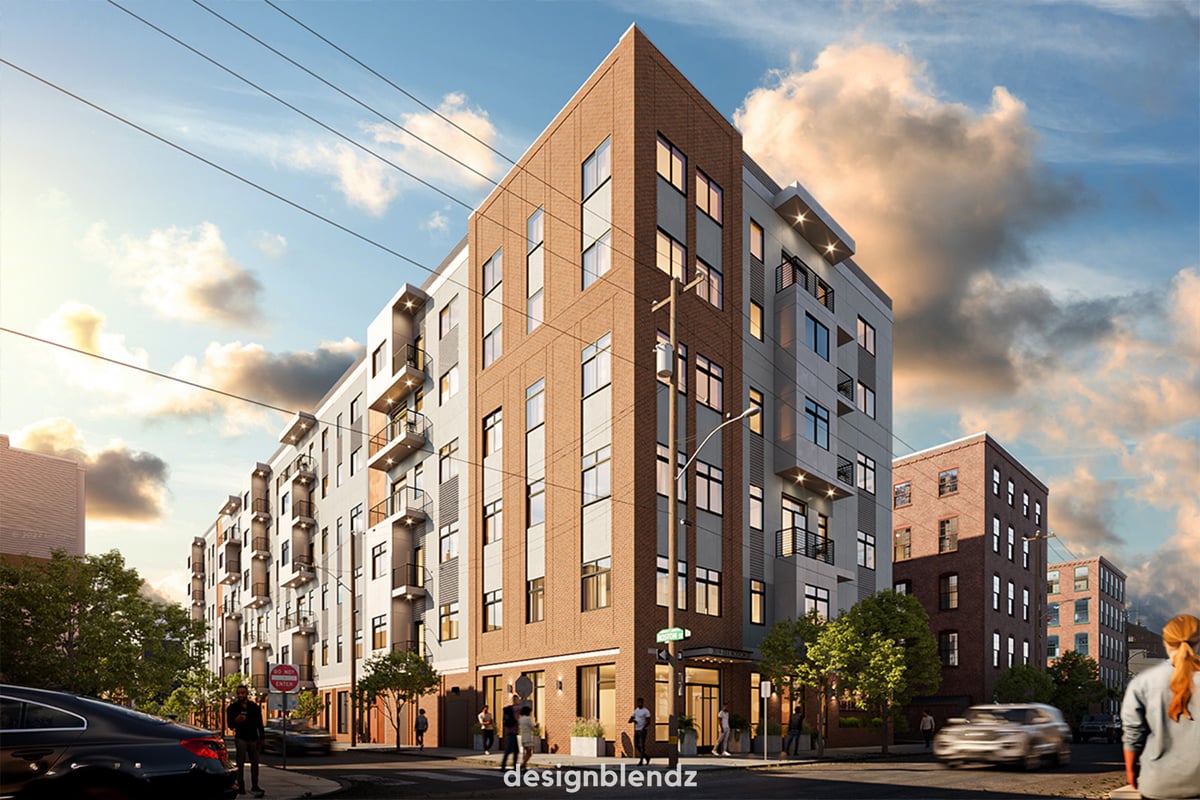 Viking Mill Apartments aerial rendering
