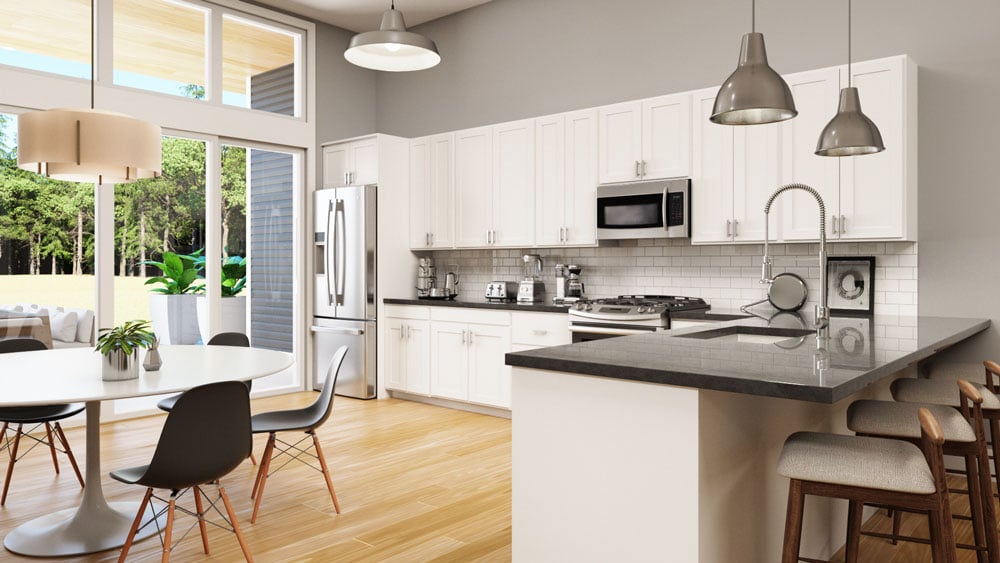 Interior rendering of a kitchen