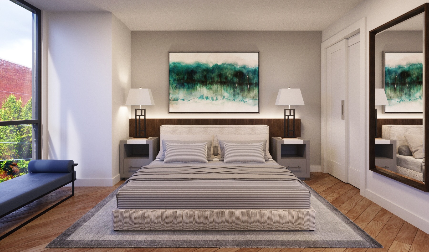 3D rendering of a master bedroom