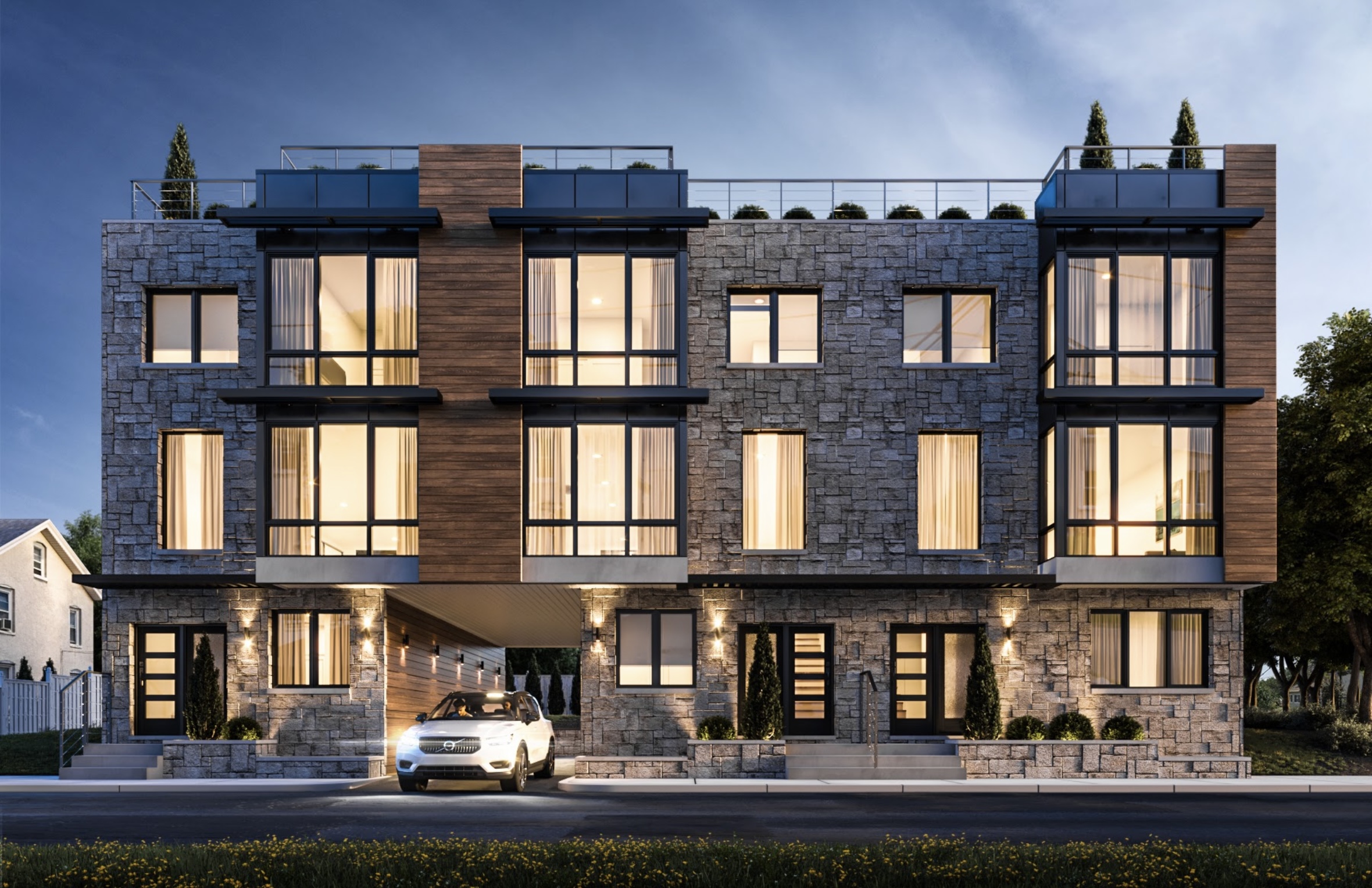 Exterior Rendering of Apartments