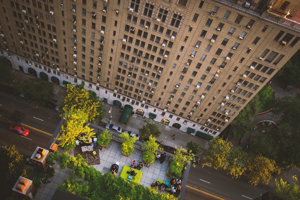 Aerial view of a skyscraper