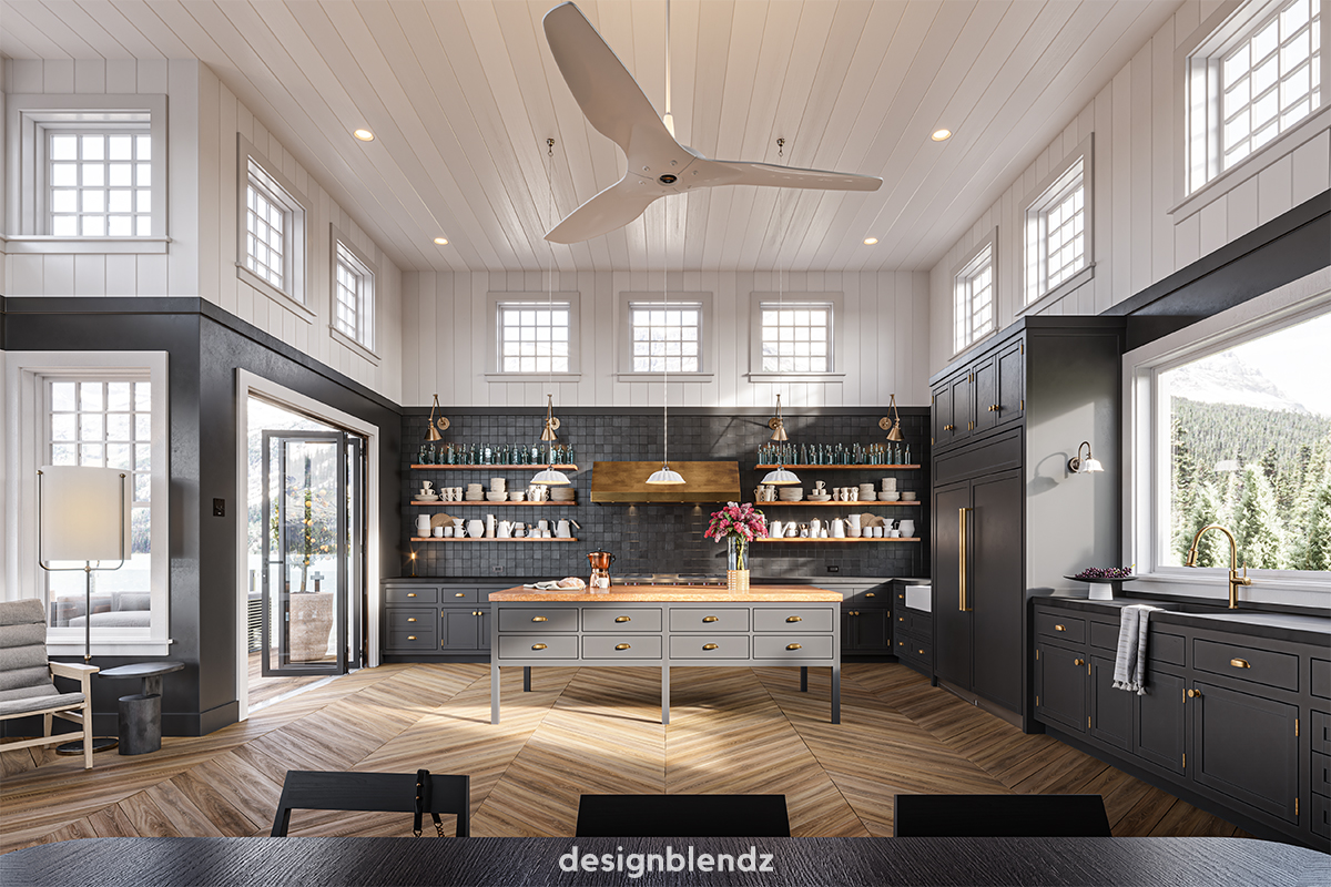 Editorial images used in Lightology's published lookbook of farmhouse-style light fixtures and furniture.
