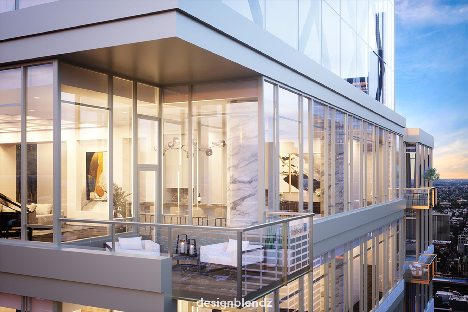The penthouse which occupies the entire 48th floor of the building.