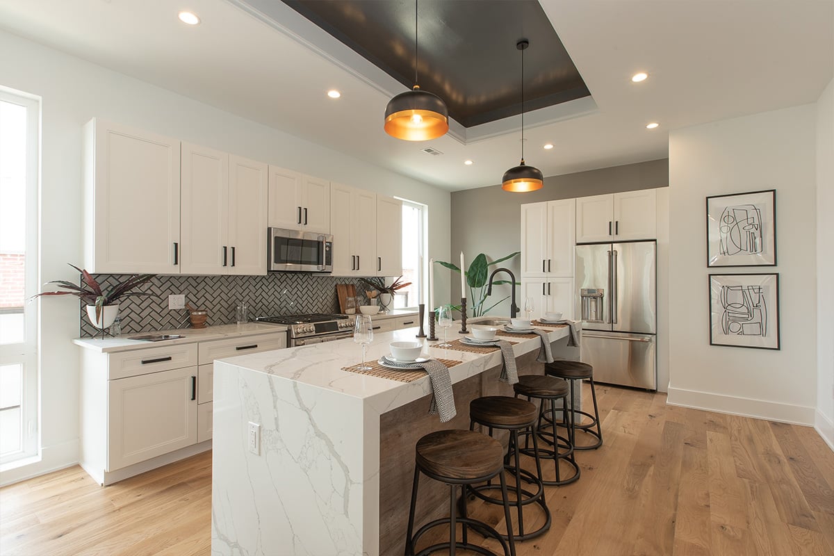 Located on a corner lot in the vibrant neighborhood of Fishtown, Philadelphia, this newly constructed single-family home showcases the modern design aesthetic of Designblendz.