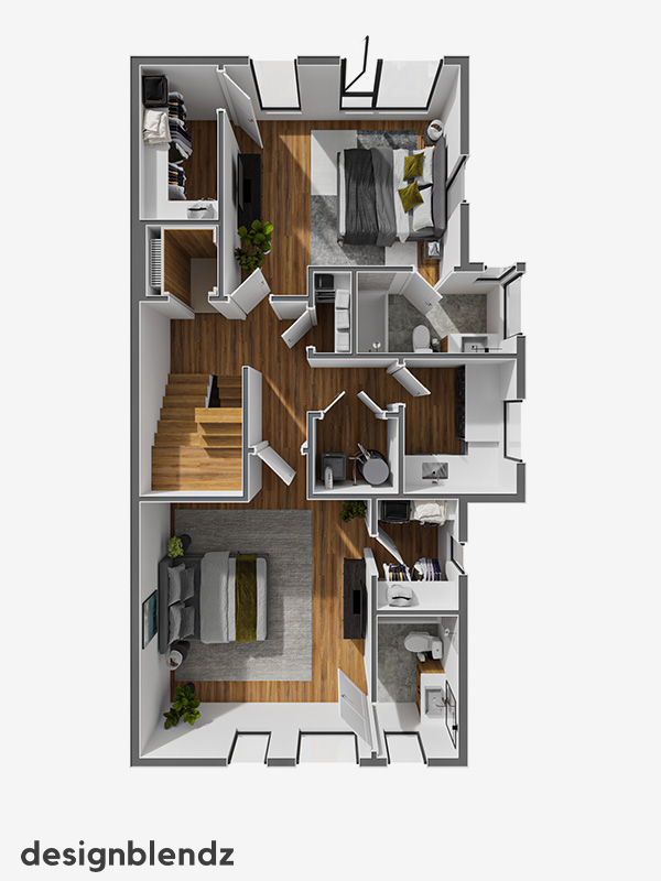 2330 Sansom Street_3D Plan_Unit 1,5 Floor 3