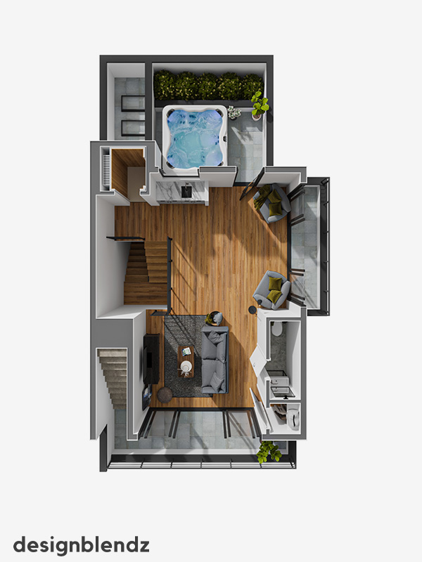 2330 Sansom Street_3D Plan_Unit 1,5 Floor 5