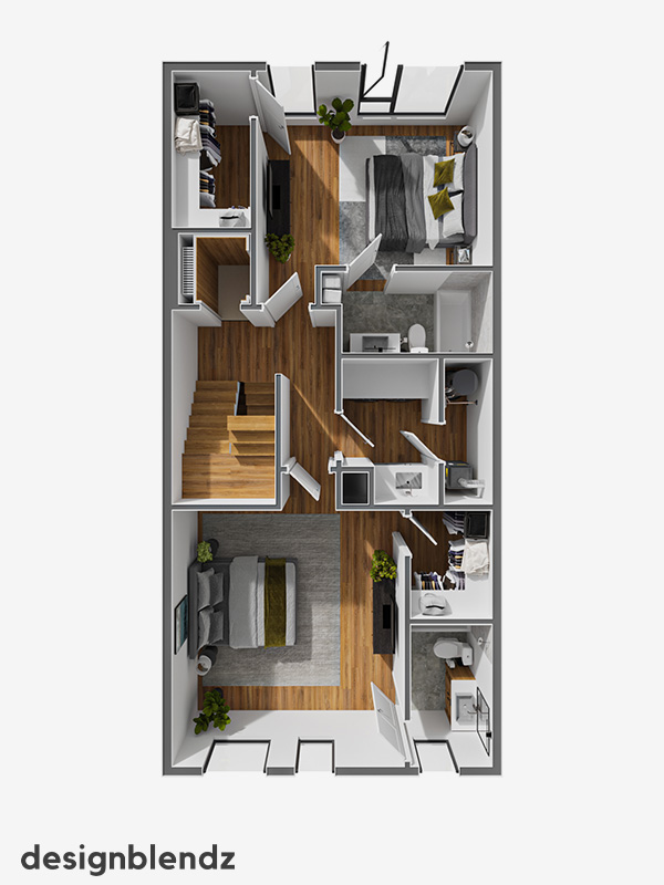2330 Sansom Street_3D Plan_Unit 2-4 Floor 3