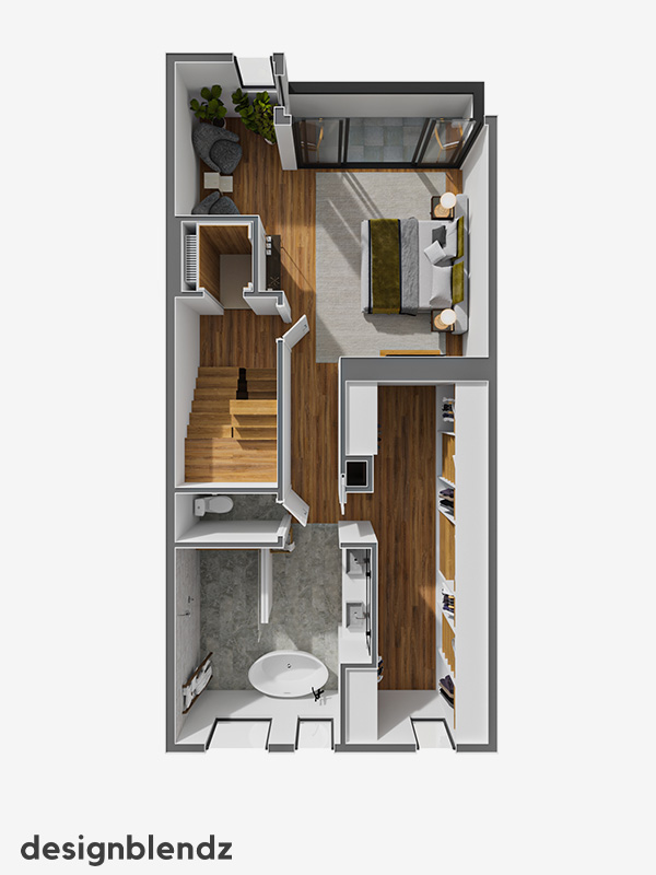 2330 Sansom Street_3D Plan_Unit 2-4 Floor 4