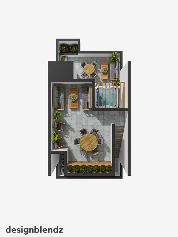 2330 Sansom Street_3D Plan_Unit 2-4 Floor R