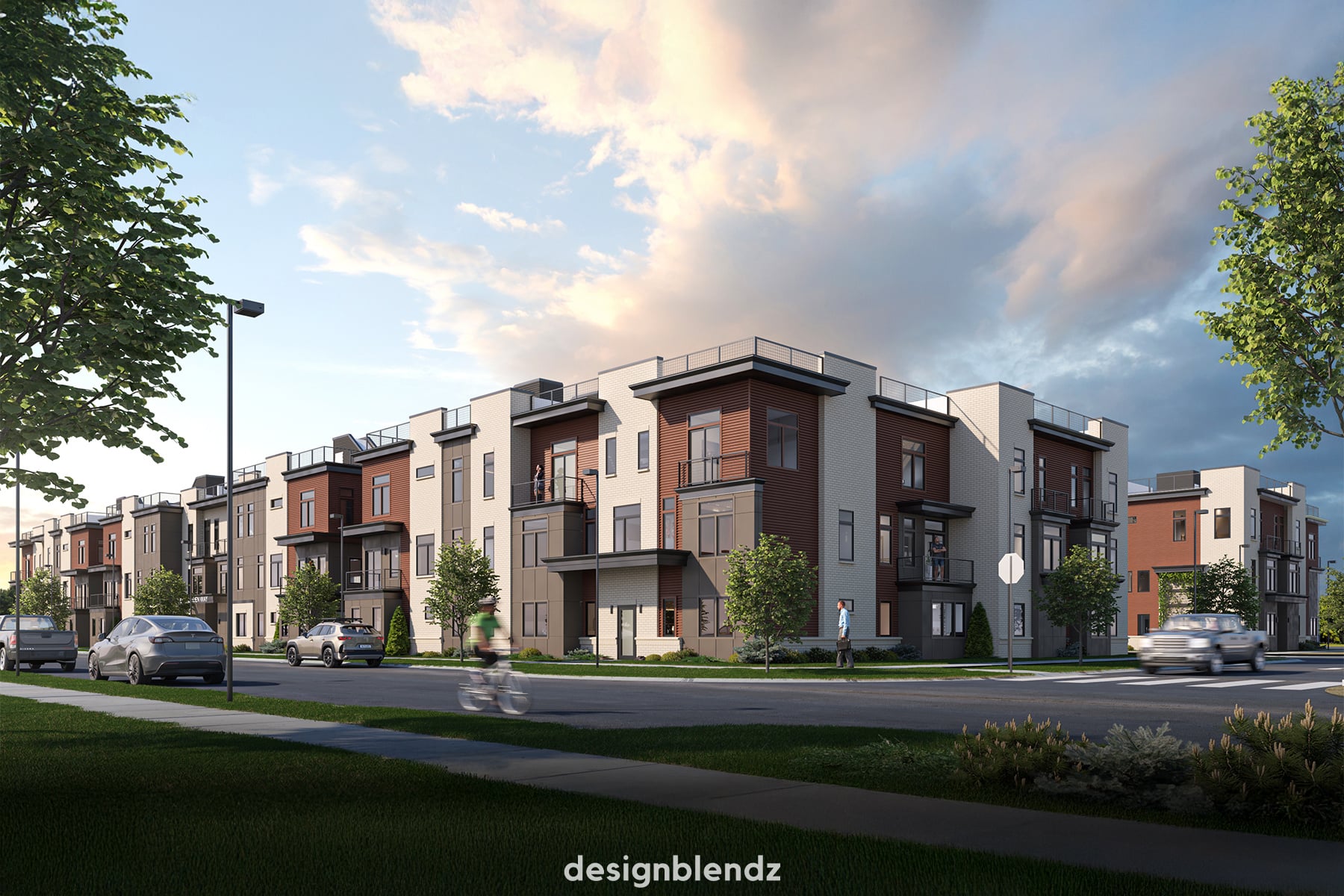 A multifamily residential development featuring walk-up apartment buildings in a growing Dover community.